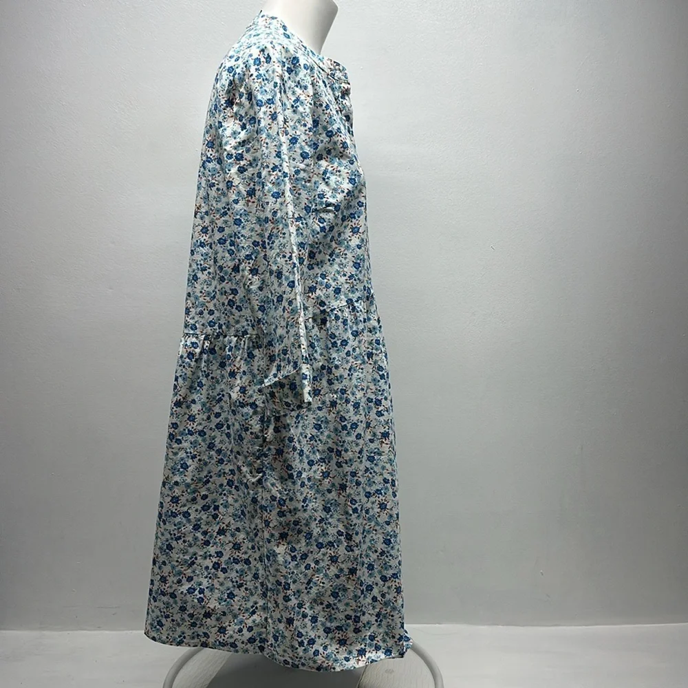 Tuckernuck Royal Shirt Dress Collared Bluebell Floral Ditsy Calico Blue Medium